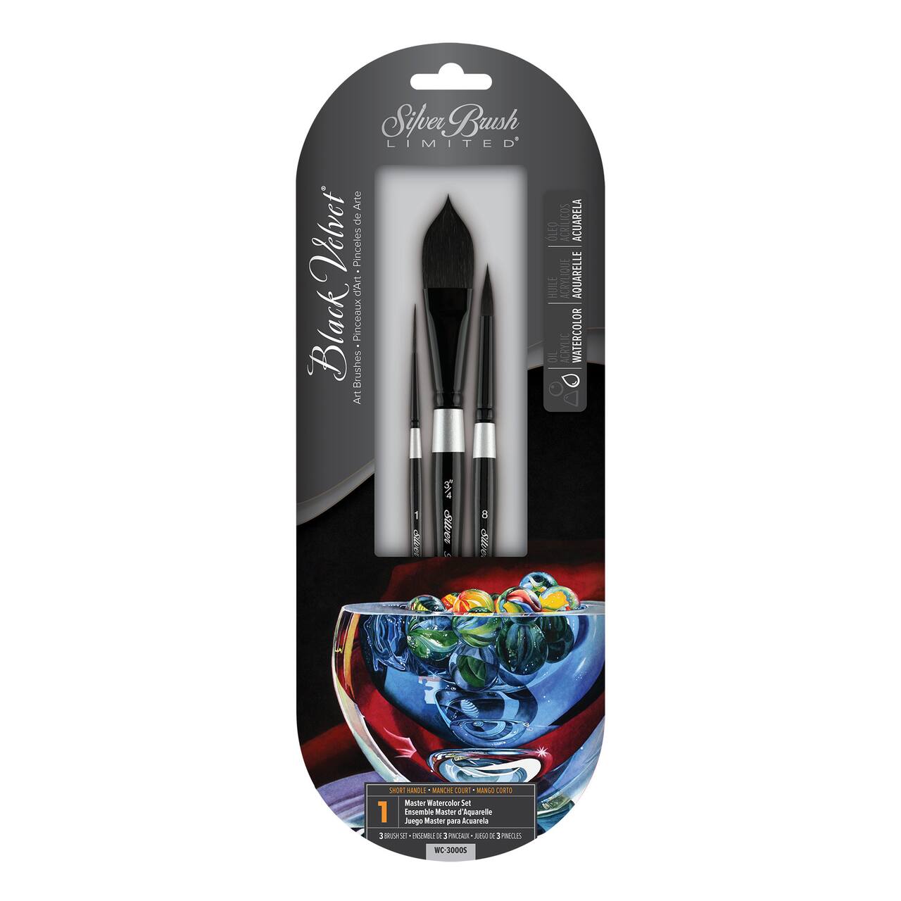 Silver Brush Limited Black Velvet® 3 Piece Watercolor Brushes Set